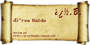 Árva Balda névjegykártya